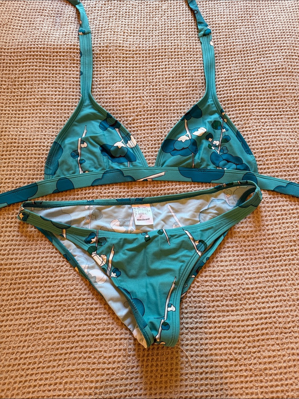 Patagonia Teal Floral Triangle Bikini Set